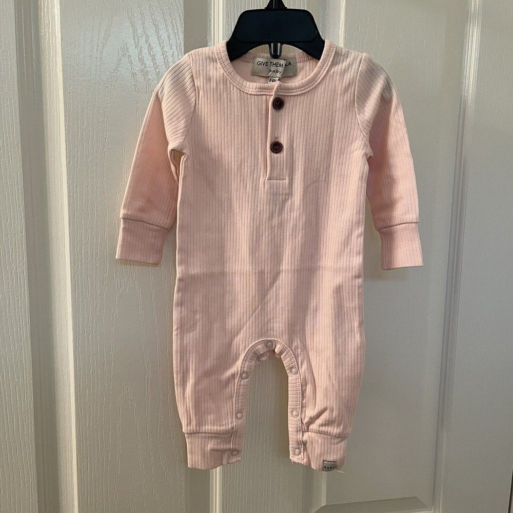 Give Them Lala Baby The Newport One Piece Pink Ribbed Size 3-6 Months NWT